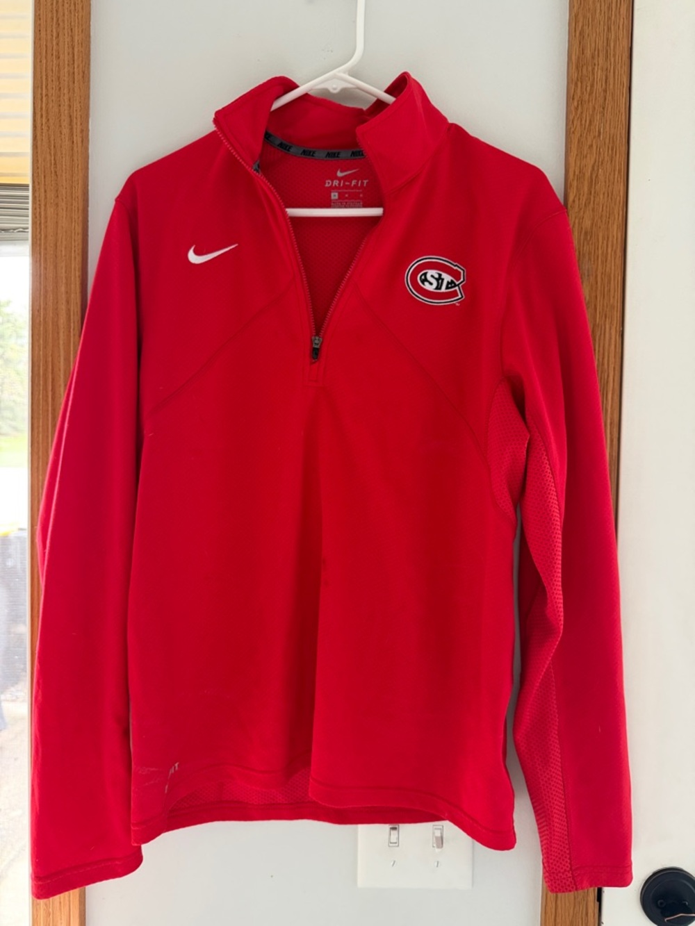 Nike Red Quarter-Zip Dri-FIT Pullover with Embroidered Crest